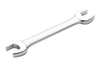 Chrome plated combination wrench isolated on transparent background