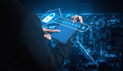 A concept of advanced network security. This system combines password protection with biometric fingerprint authentication and cloud data verification for secure access. Fermion