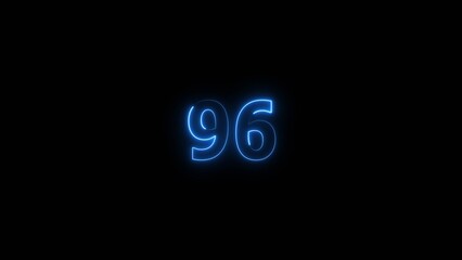 Business neon counting number 96 icon illustration background 4k.