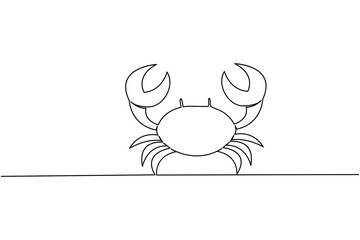 One line drawing of crab minimal sea animal illustration for marine art design