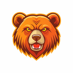 Angry Bear Head Mascot Logo Design.