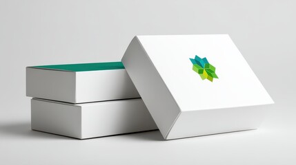 Packaging Boxes Stacked Mockup on Clean Background