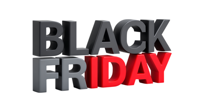 Black friday sale promotion isolated on transparent background.