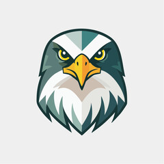 Eagle head illustration with sharp focus and intense gaze.