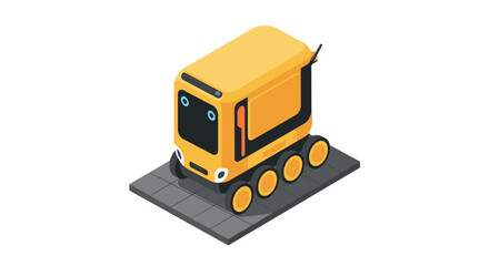 Autonomous delivery robot on pavement in modern urban design