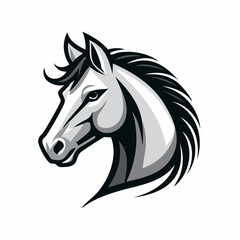 Elegant Horse Head Illustration with Detailed Mane and Features.