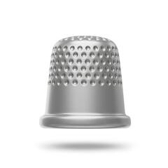 Silver Metal Sewing Thimble Isolated on White Background perfect for craft blog, sewing tutorial, product advertisement,