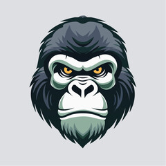 Gorilla Face Illustration Fierce Expression Intense Eyes.