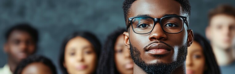 A diverse group of individuals showcasing unity and strength through their expressions and connections.