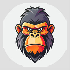 Intense Gorilla Face Illustration with Bold Colors and Sharp Details.