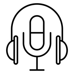 podcast mic line icon