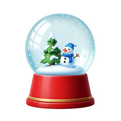 Charming snowman and tree inside a festive snow globe