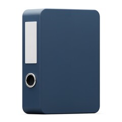Dark Blue Ring Binder with Blank Label on White Background perfect for Website icon, presentation graphic, education