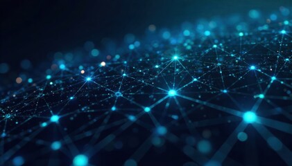 Abstract Connections Digital Network Visualization An abstract visualization of a complex, interconnected network with glowing lines and nodes, suggesting digital communication and data flow. Use