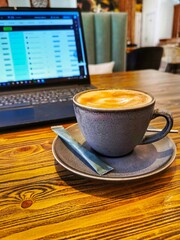 cup of coffee and laptop