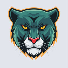 Intense Panther Head Mascot with Piercing Yellow Eyes.