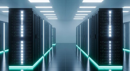 Futuristic Server Room Data Center Modern Technology Infrastructure