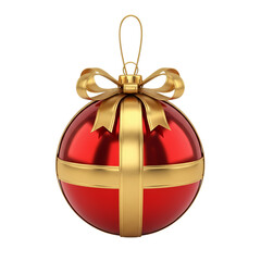 Elegant red Christmas ornament with gold ribbon and bow