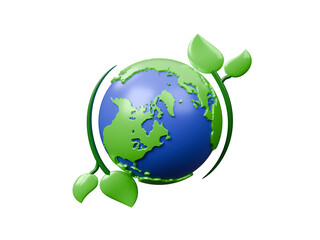 Green ecology and renewable energy icon isolated on transparent background, ESG icon concept. ECO technology, environmental protection, sustainable development, nature conservation. 3d rendering