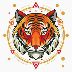 Majestic Tiger Portrait A Vibrant and Striking Illustration.