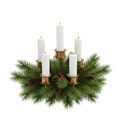 Warm Christmas advent wreath with five burning candles festive glow
