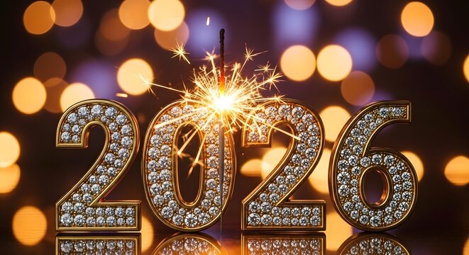 2026 new year celebration with sparkler