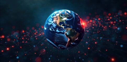 A dynamic visualization of global network connections depicted as glowing lines on a dark, ethereal sphere. A dark, ethereal representation of a sphere with glowing, vibrant lines crisscrossing its
