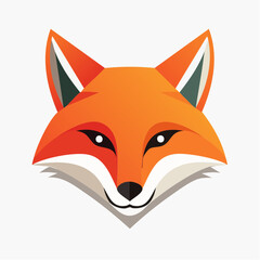 Stylized Geometric Fox Head Vector Illustration on White Background.