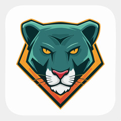 Stylized Panther Head Logo Mascot Fierce Animal.