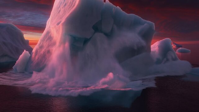 Icebergs in a warming ocean face melting due to higher temperatures, highlighting urgent concerns for marine life and global climate patterns. The future looks critical