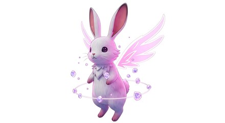 Whimsical Winged Rabbit with Magical Aura.