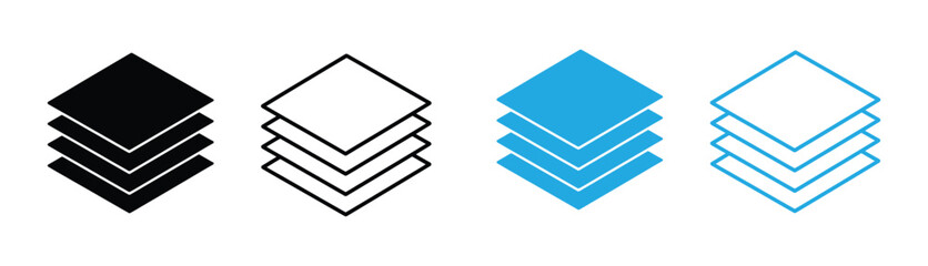 Layers icon set. Vector layers icon. Canvas icon. Layers icon . Vector illustration on Transparent Background. EPS 10.