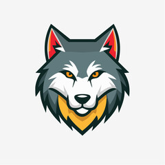 Wolf head mascot vector illustration for a sports team.