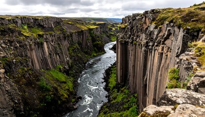 River flowing through a dramatic canyon