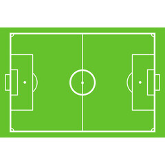 Top Down View of a Green Soccer Field with White Markings and Goals on a Clear Day Ready for a Match