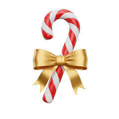 Festive candy cane with elegant gold ribbon for holiday cheer