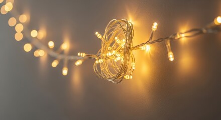 Delicate Warm White String Lights Adorn a Textured Wall Creating a Cozy Ambiance