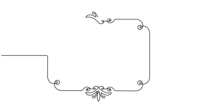 Empty picture frames continuous one line drawing, decorative picture frames single line art concept vector 4k animation video.