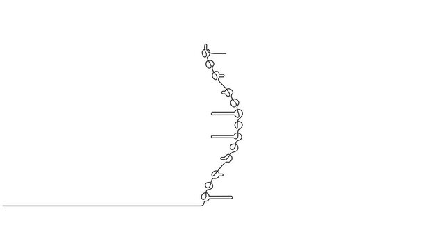 DNA continuous one line drawing, scientific research concept, genome linear structure symbol, minimalist vector 4k animation video.