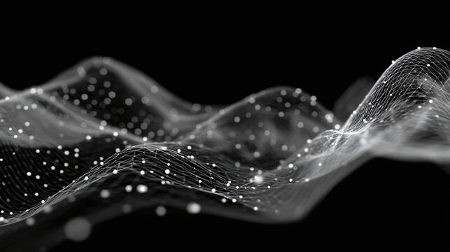 Abstract digital art of a data network with many connected dots, representing modern technology and complex data flow.