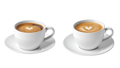  Cup of Coffee on Saucer Pair, isolated on transparent background