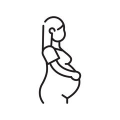 pregnant woman black line icon. Vector isolated element