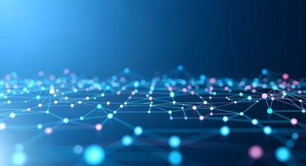 Obraz premium Artificial Intelligence Network Visualization in Blue