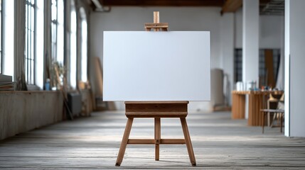 Canvas on Easel Mockup with Soft Studio Light