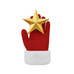 Santa's hand offers a golden star, symbol of wishes and joy