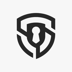 Logo design shield for guard safety, strength, security, and protection.