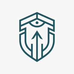 Logo design shield for guard safety, strength, security, and protection.