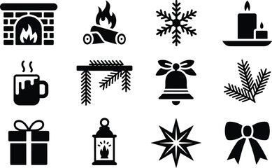 Fototapeta premium Festive Christmas Icons Collection Holiday Season Celebrations and Decorations