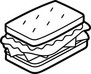 Outline Vector Illustration of a Sandwich