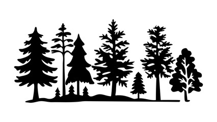 Silhouette of Forest Trees: A serene depiction of a forest, rendered in stark silhouette, offers a tranquil ambiance, a reminder of the raw, untouched beauty of nature.